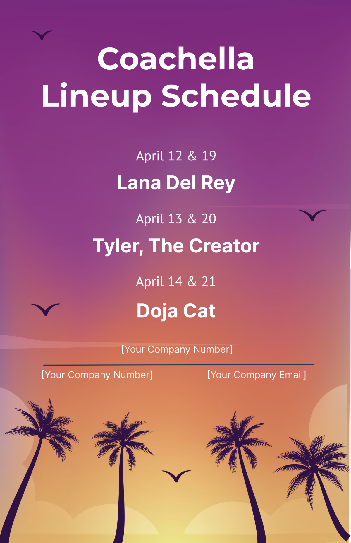 Coachella Lineup Schedule Template