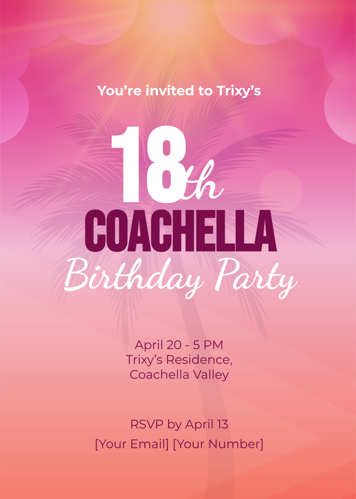 Coachella 18Th Birthday Invitation Template
