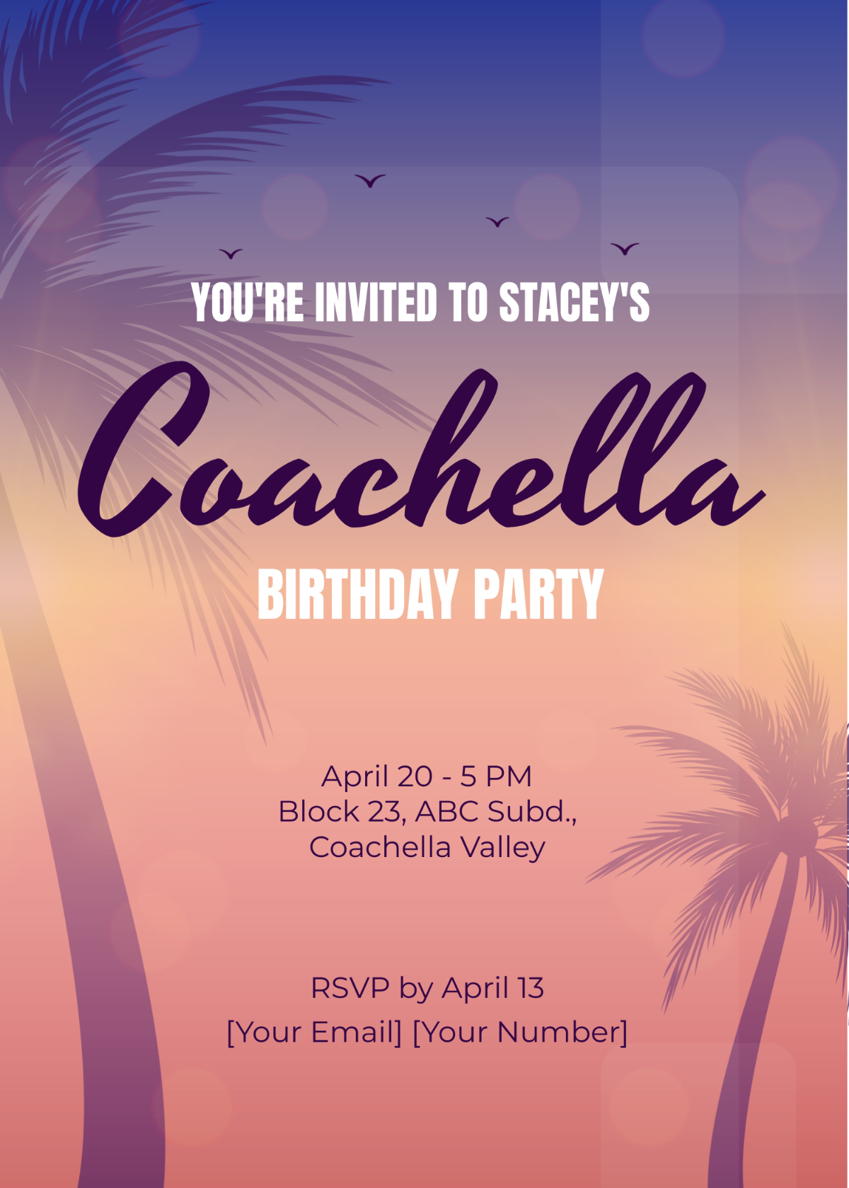 Free Coachella Themed Party Invitation Template