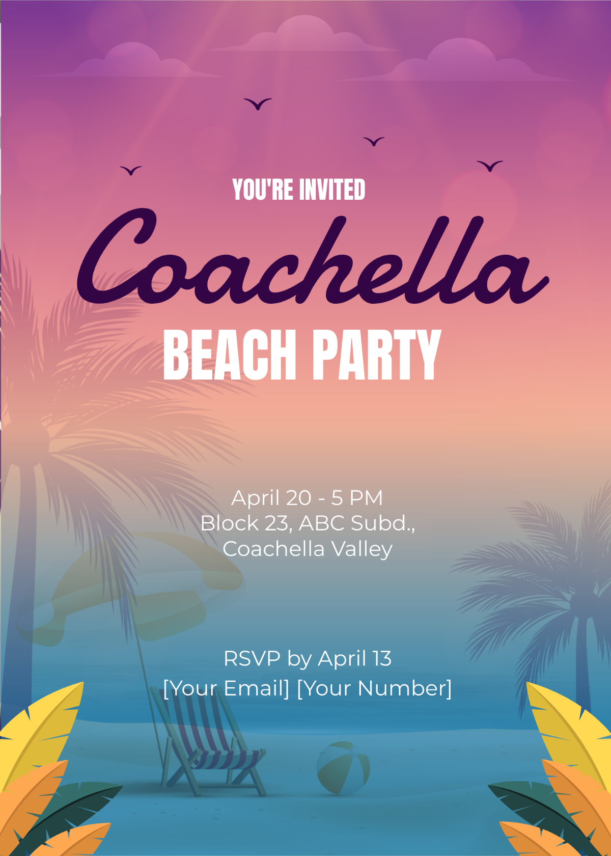 Coachella Beach Invitation Template