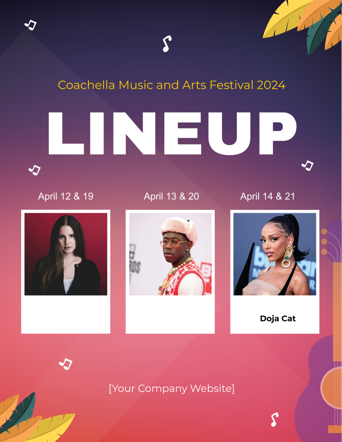 Free Coachella Festival Lineup Flyer Template