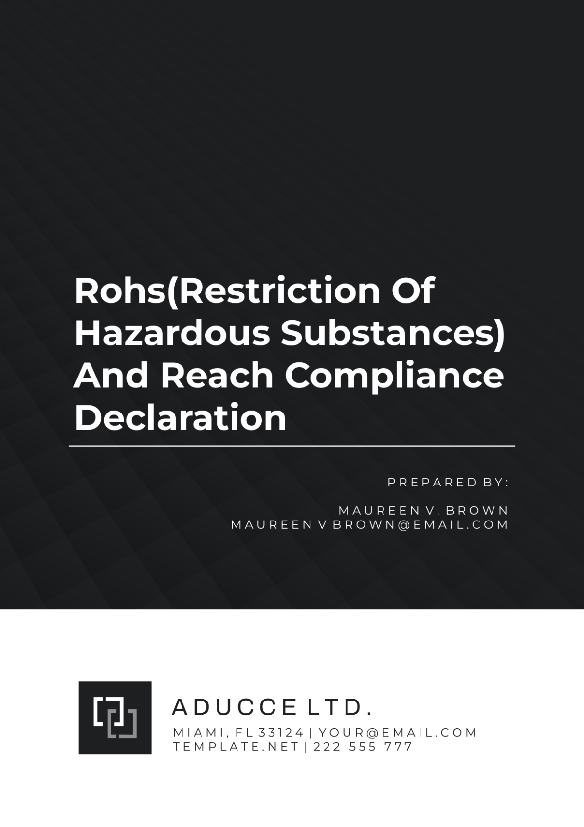 Rohs(Restriction Of Hazardous Substances) And Reach Compliance Declaration Template