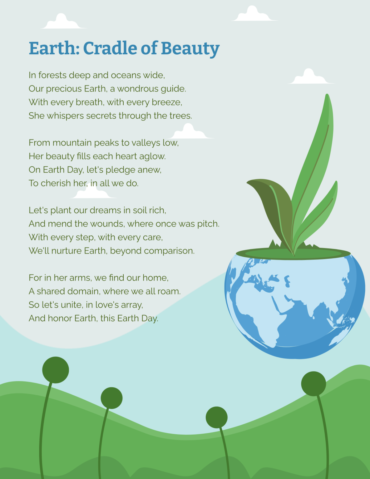 Earth Day Poem Template