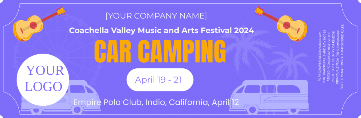 Coachella Car Camping Ticket Template