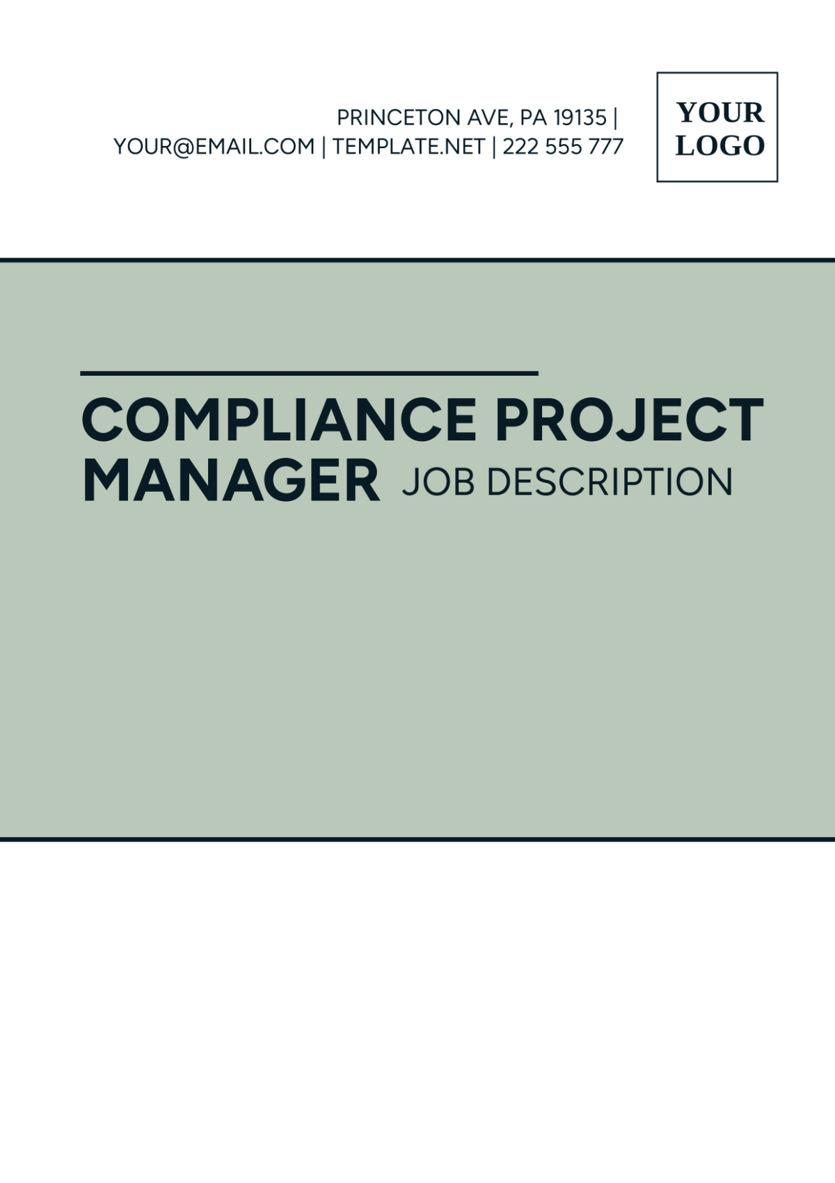 Compliance Project Manager Job Description Template