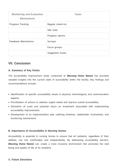 Free Nursing Home Building Accessibility Improvement Study Template to Edit Online