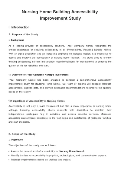Free Nursing Home Building Accessibility Improvement Study Template to Edit Online