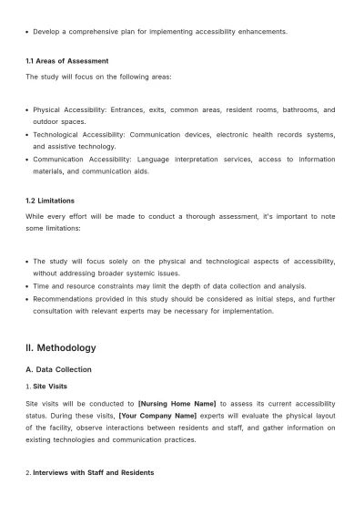 Free Nursing Home Building Accessibility Improvement Study Template to Edit Online