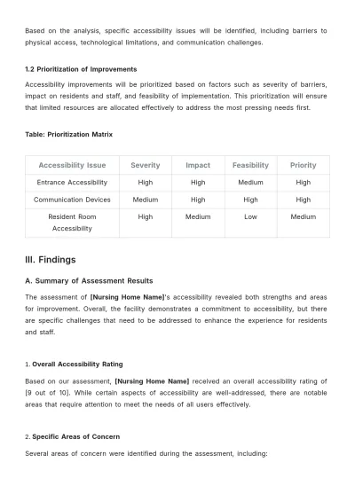 Free Nursing Home Building Accessibility Improvement Study Template to Edit Online