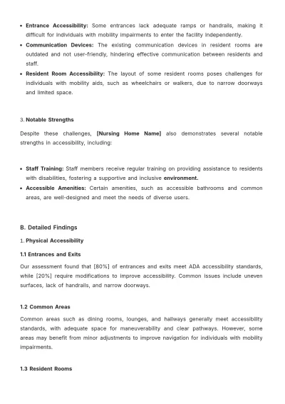 Free Nursing Home Building Accessibility Improvement Study Template to Edit Online