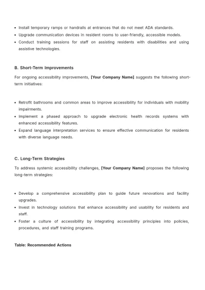 Free Nursing Home Building Accessibility Improvement Study Template to Edit Online