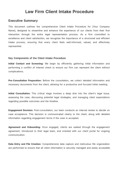 Free Law Firm Client Intake Procedure Template to Edit Online