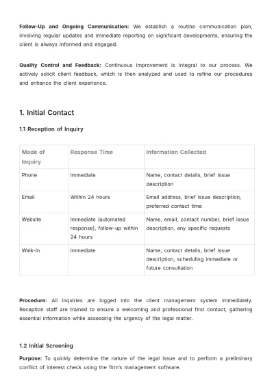 Free Law Firm Client Intake Procedure Template to Edit Online