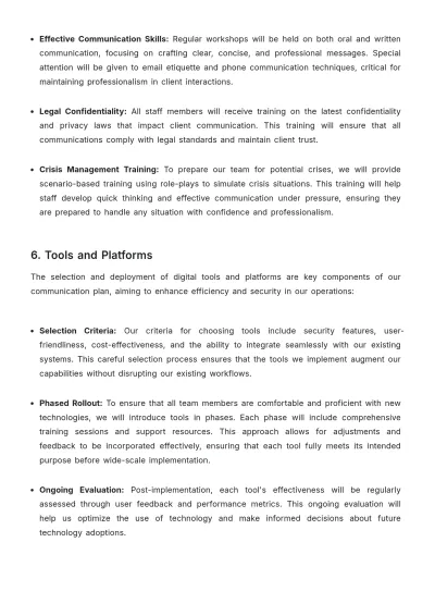Free Law Firm Communication Plan Template to Edit Online