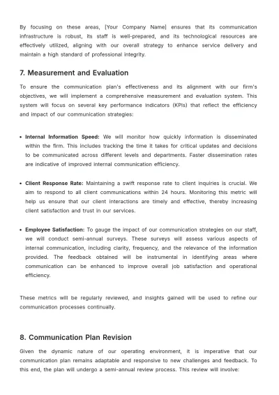 Free Law Firm Communication Plan Template to Edit Online