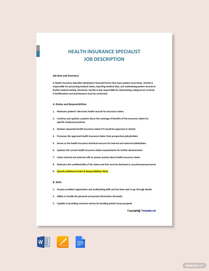 Health Insurance Word Templates Design Free Download Template