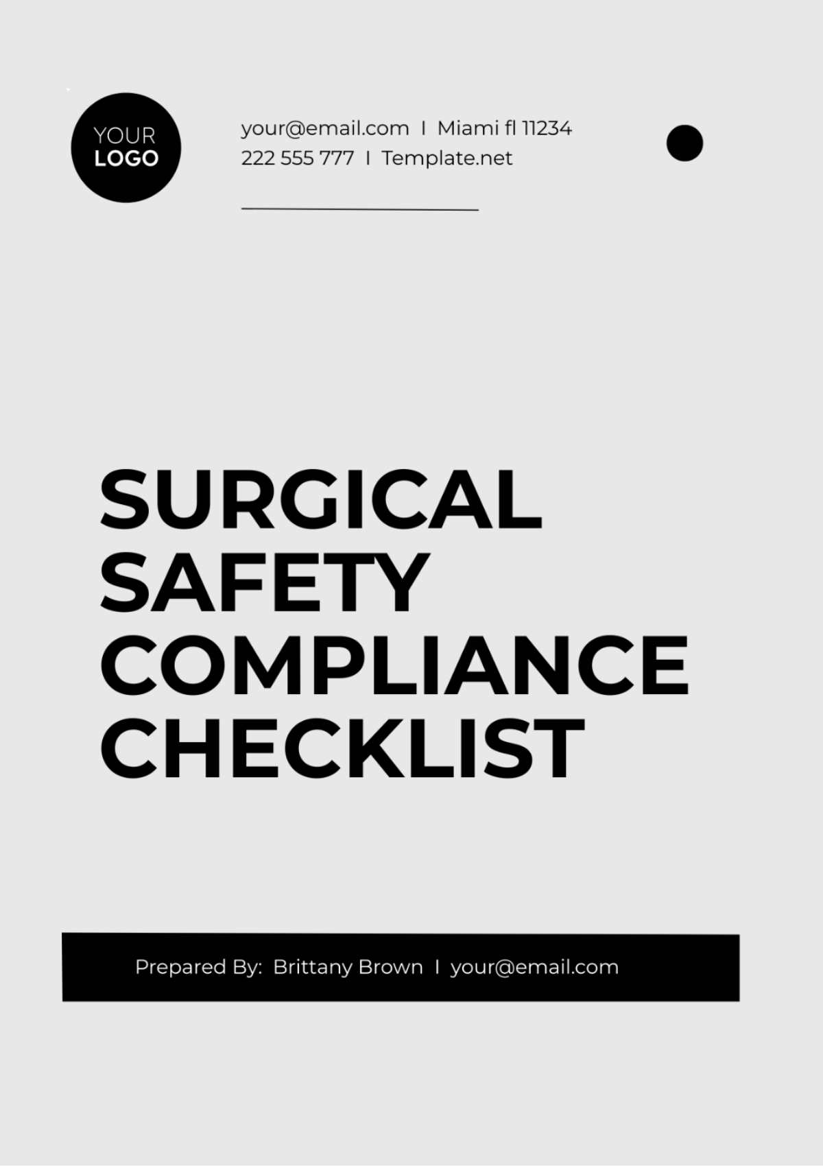 Surgical Safety Compliance Checklist Template