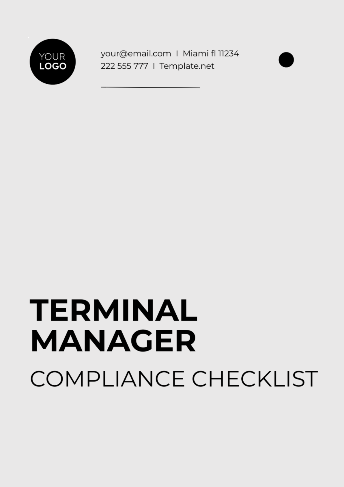 Terminal Manager Compliance Checklist Template