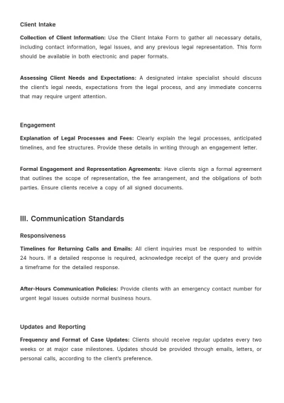 Free Law Firm Client Service Excellence Procedure Template to Edit Online