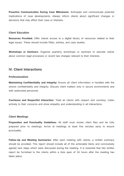 Free Law Firm Client Service Excellence Procedure Template to Edit Online