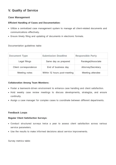 Free Law Firm Client Service Excellence Procedure Template to Edit Online