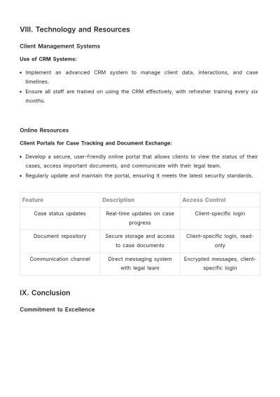 Free Law Firm Client Service Excellence Procedure Template to Edit Online