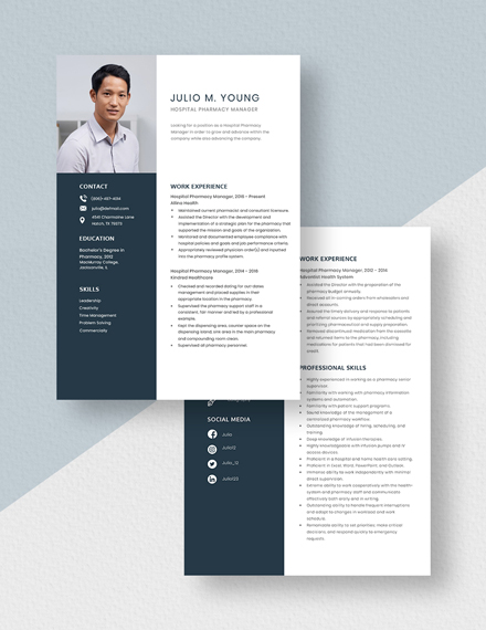 Hospital Pharmacy Manager Resume Download