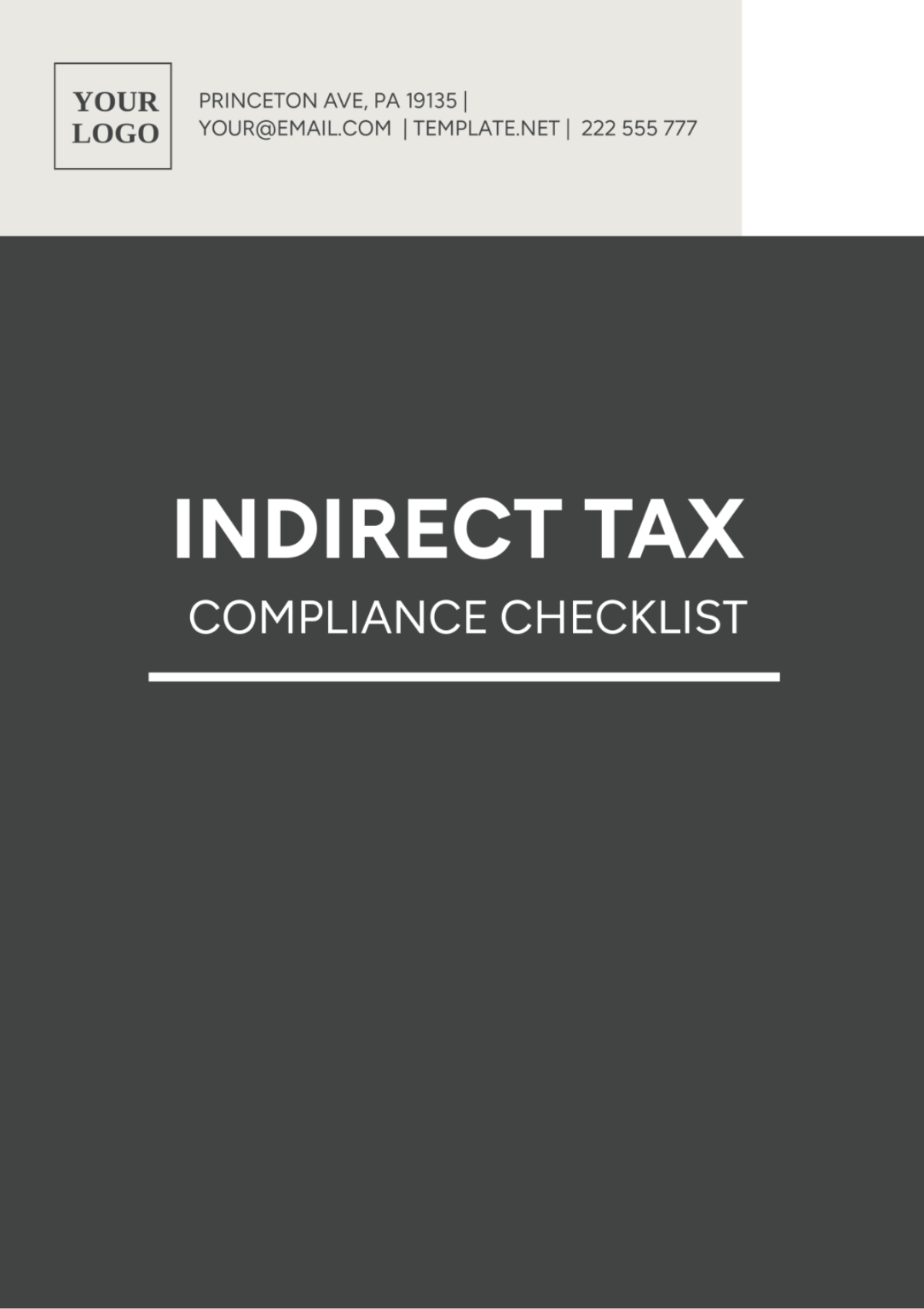 Indirect Tax Compliance Checklist Template