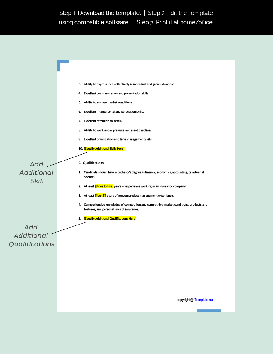 Free Insurance Product Manager Job Description Template Google Docs 