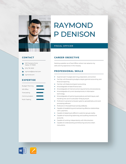 Free Fiscal Manager Resume - Download in Word, Apple Pages | Template.net