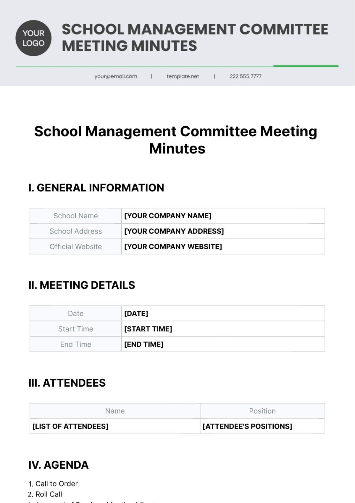 School Management Committee Meeting Minutes Template - Edit Online & Download