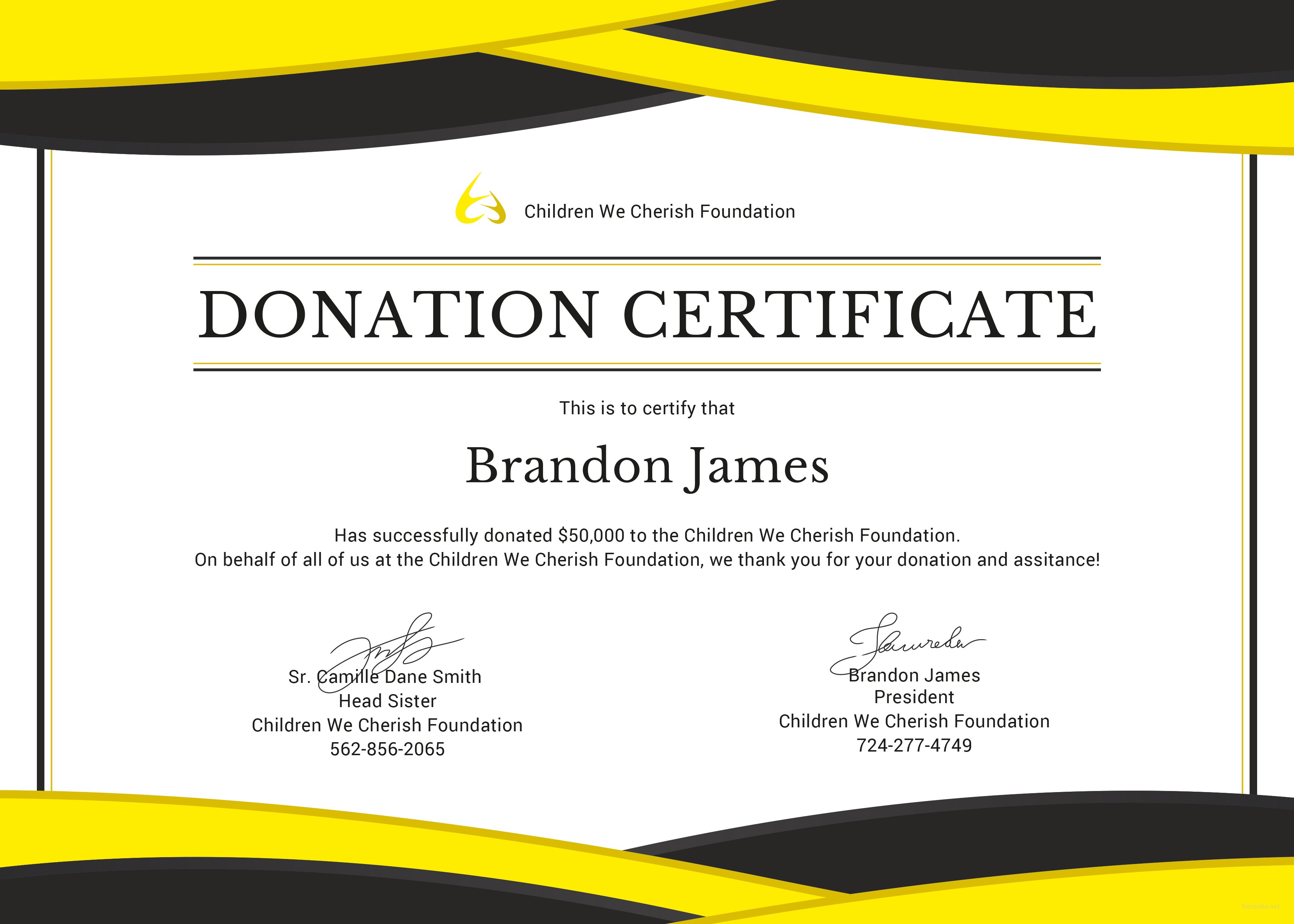 Free Donation Certificate Template in Adobe Microsoft Word