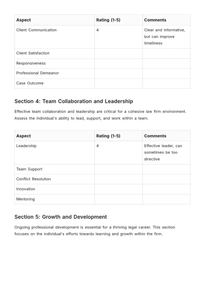 Free Law Firm Performance Appraisal Evaluation Template to Edit Online