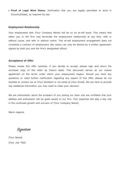 Free Law Firm Offer Letter Template to Edit Online