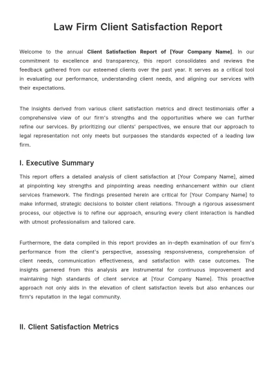 Free Law Firm Client Satisfaction Report Template to Edit Online