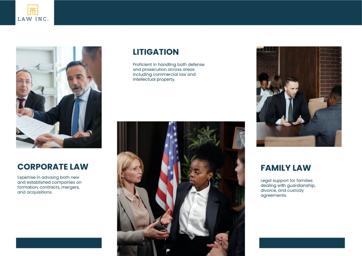 Free Law Firm Business Brochure Template to Edit Online