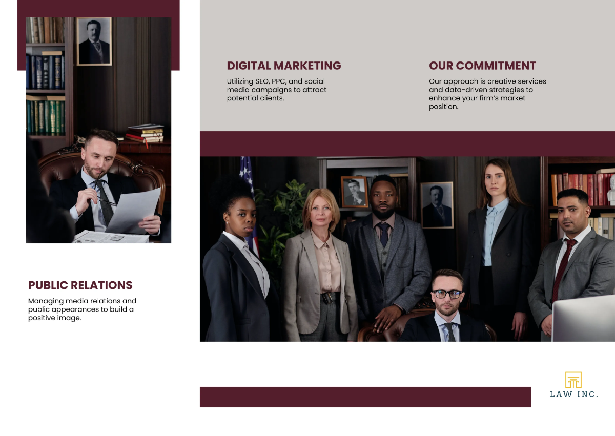 Free Law Firm Advertising Brochure Template to Edit Online