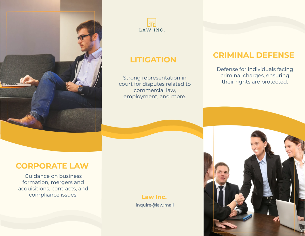 Free Law Firm Service Brochure Template to Edit Online