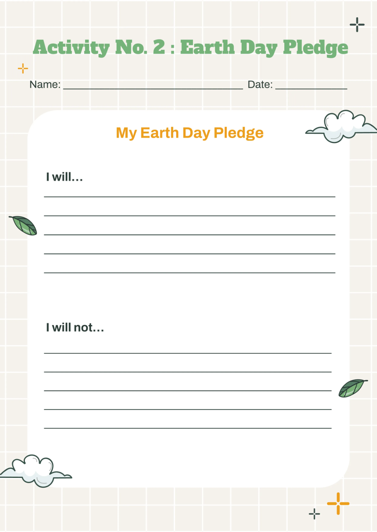 Free Preschool Earth Day Worksheet Template to Edit Online