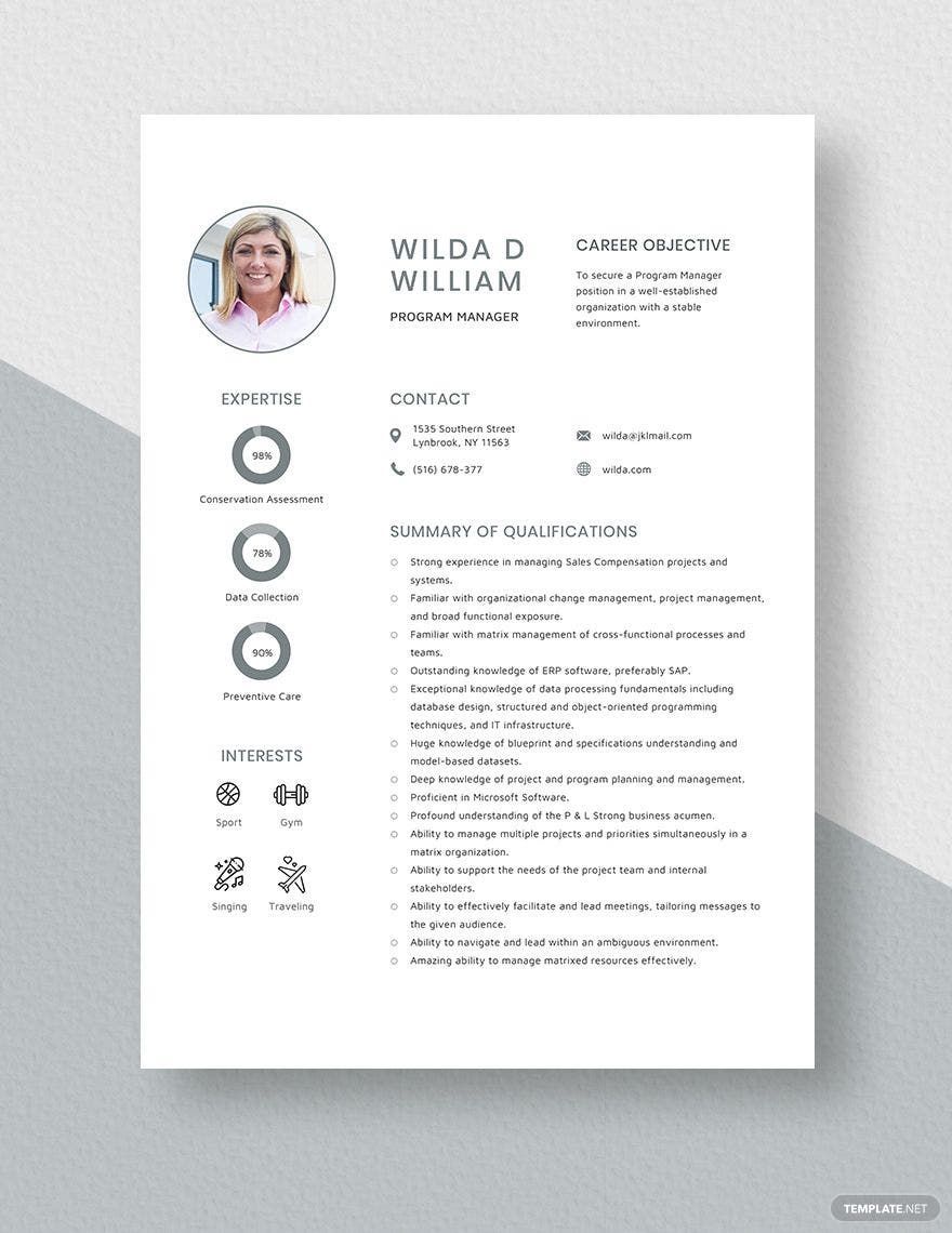Free Program Manager Resume Template