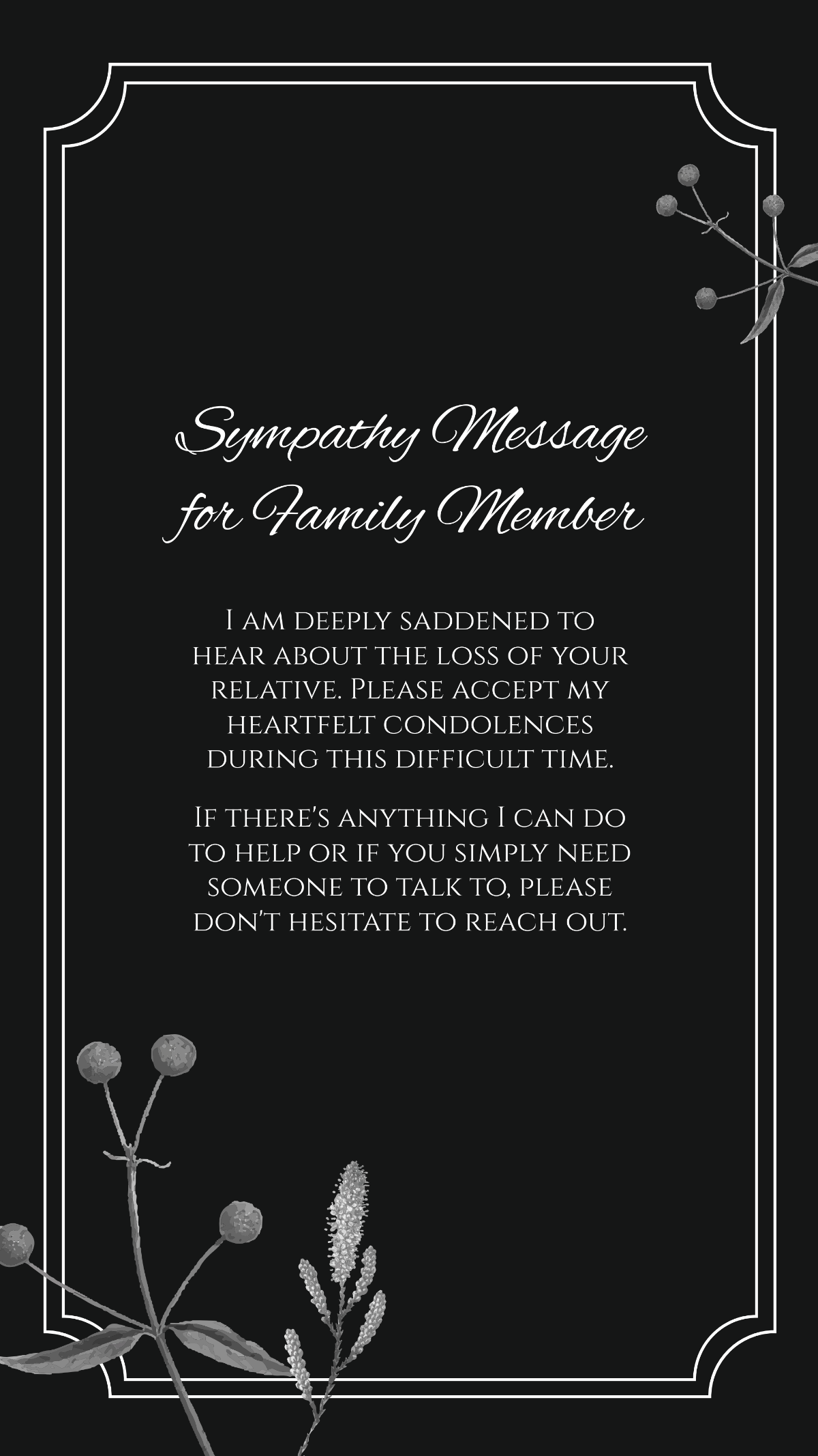 Sympathy message for Family Member Template