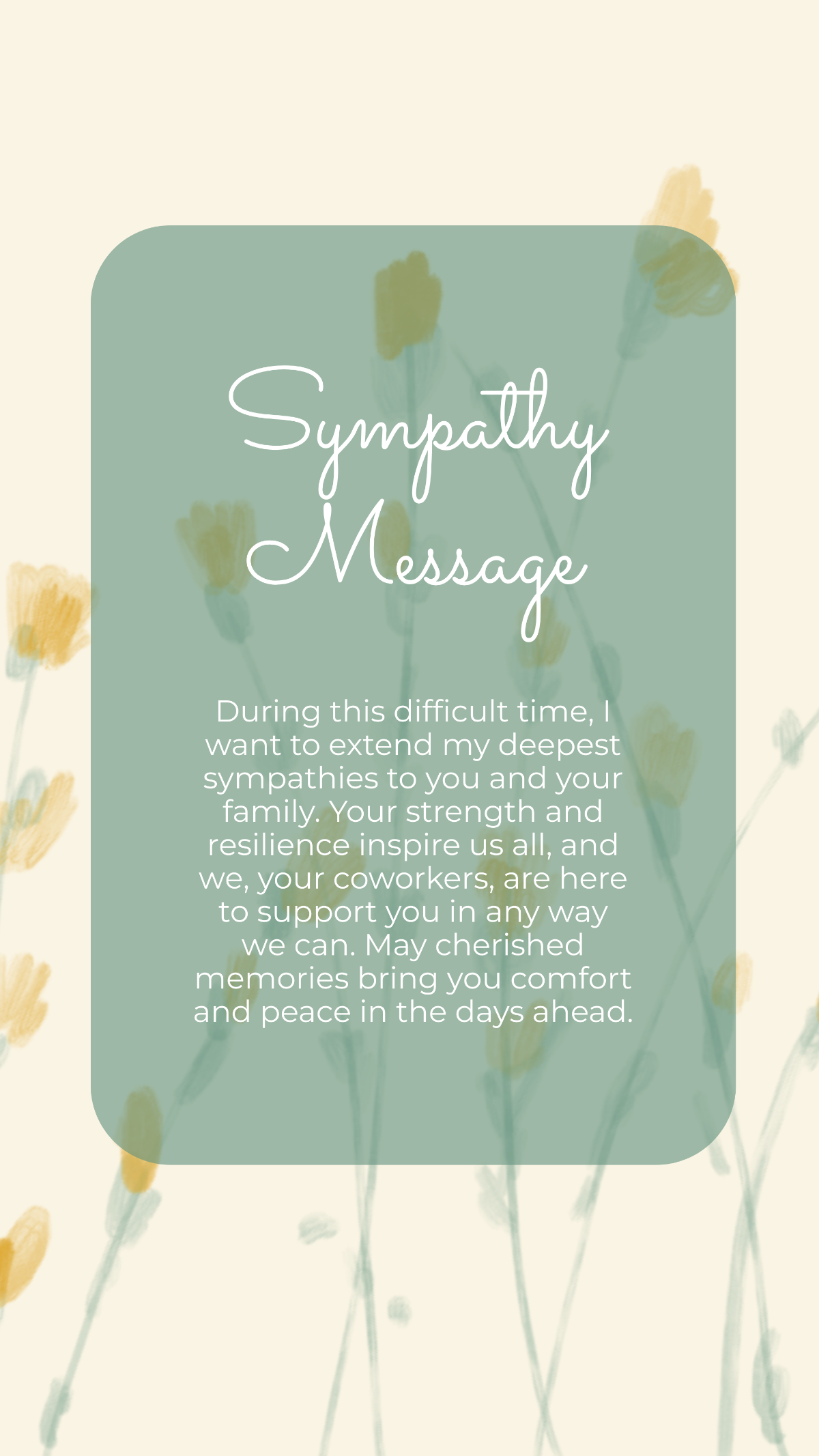 Sympathy message for coworker Template