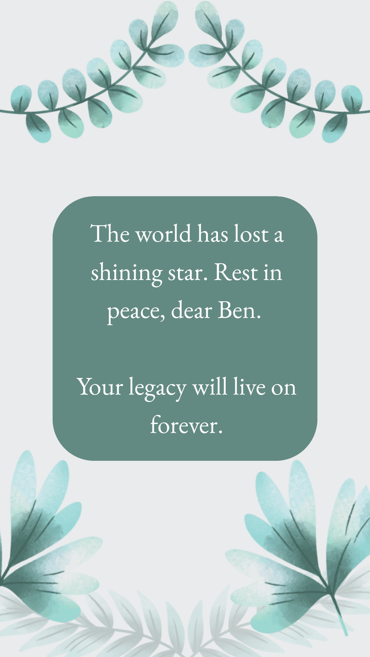 Celebrity Sympathy Messages Template