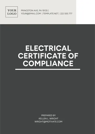 Free Electrical Certificate Of Compliance  Template to Edit Online