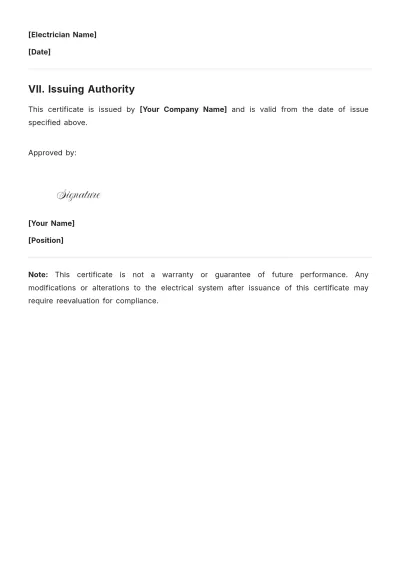 Free Electrical Certificate Of Compliance  Template to Edit Online