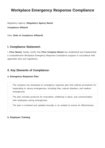 Free Workplace Emergency Response Compliance Template to Edit Online