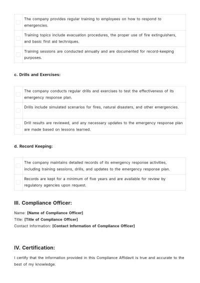 Free Workplace Emergency Response Compliance Template to Edit Online