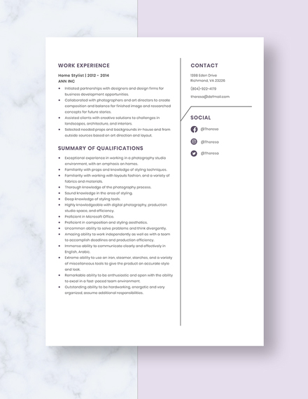 Home Stylist Resume Template Download 5247 Resumes In Microsoft