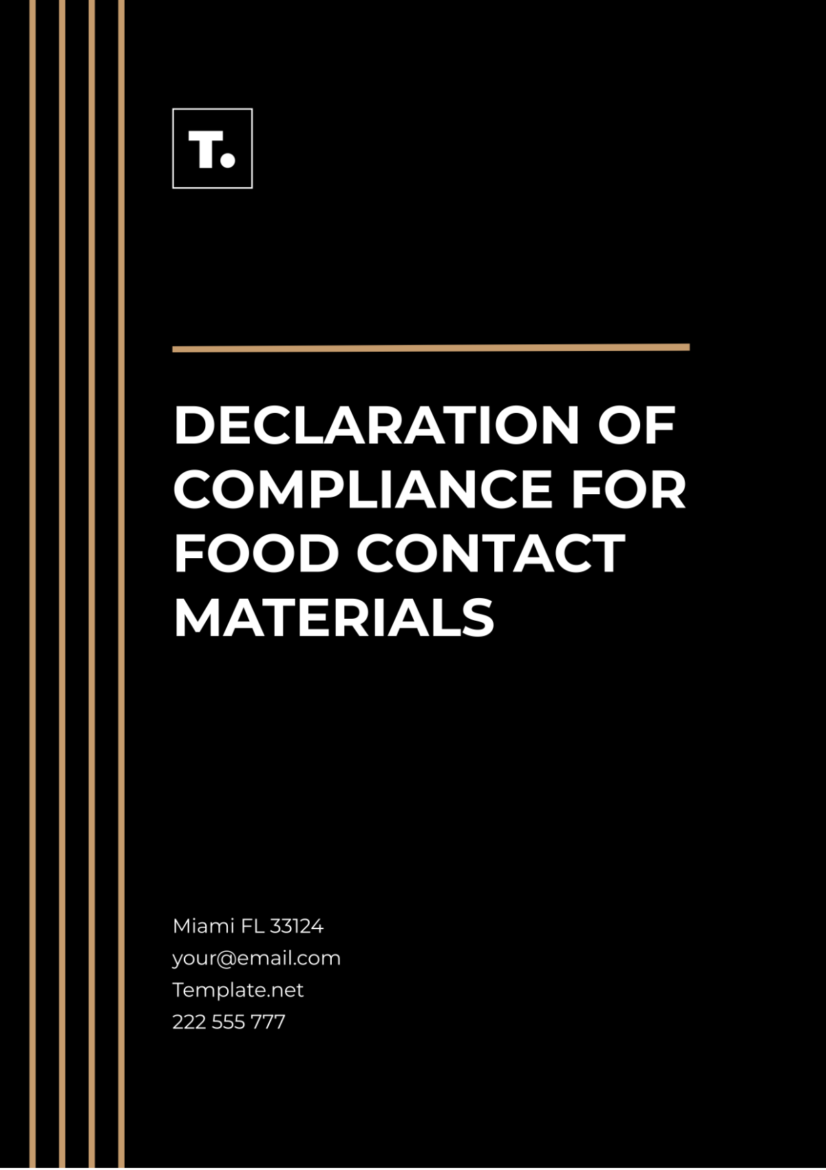Declaration Of Compliance For Food Contact Materials Template