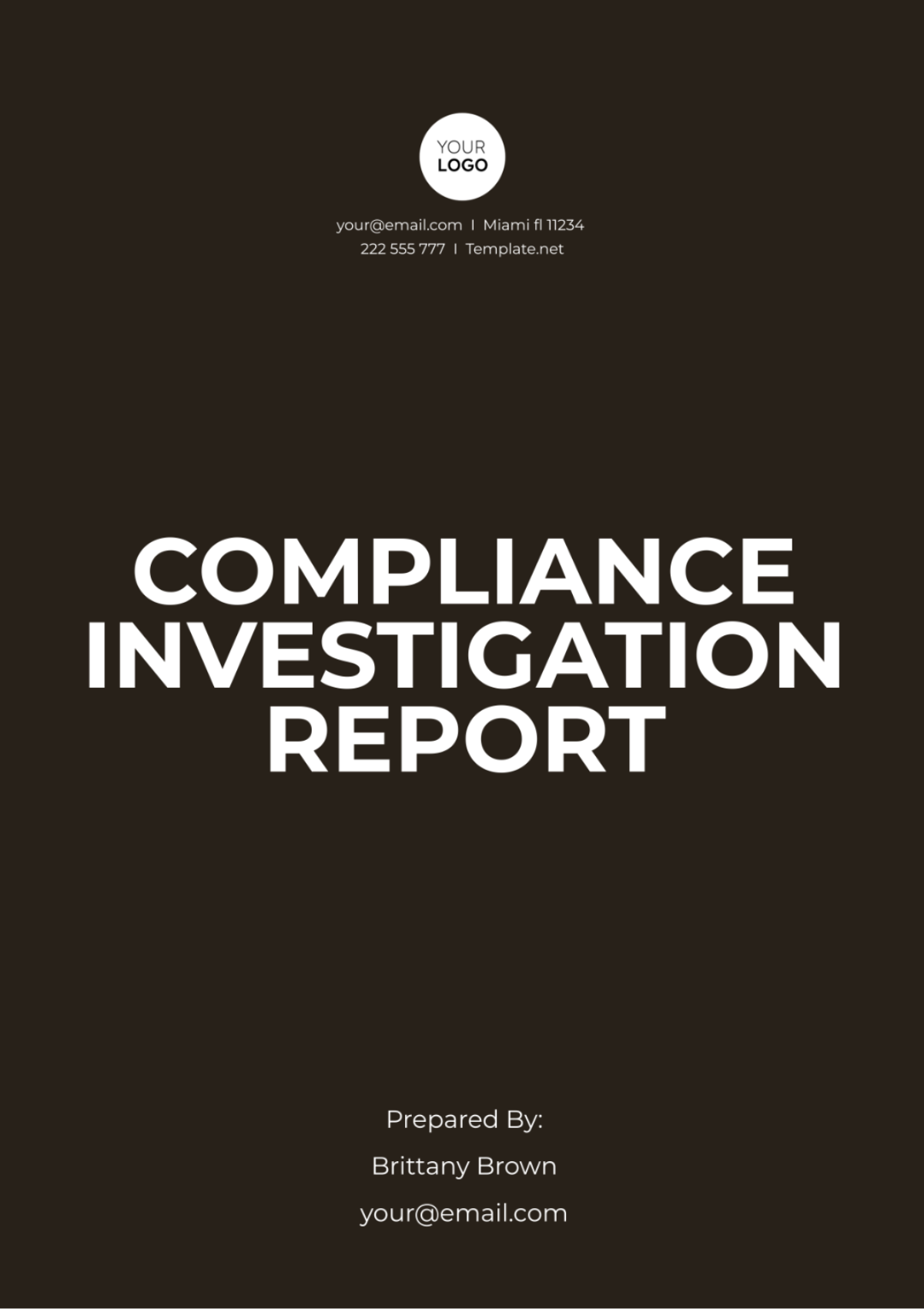 Free Compliance Investigation Report Template